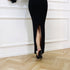 Off shoulder fur sleeve dress